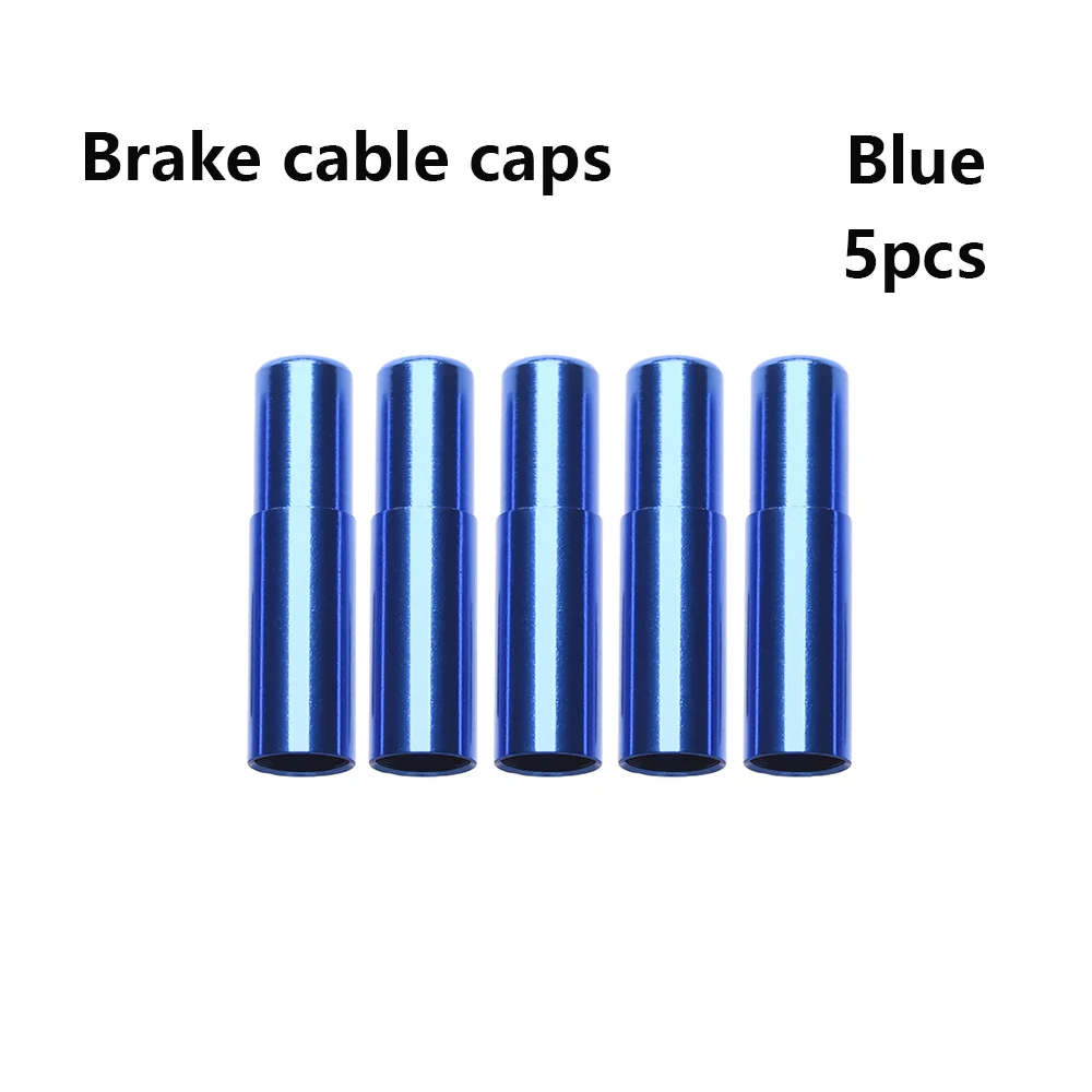 5 шт. 4 мм/5 мм алюминиевый красочные MTB тормоза дорожного велосипеда кабель Кепки трос велосипедный переключатель переключения передач кабельные наконечники - Цвет: brake-blue