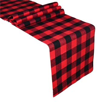 

Checkered Tablecloth Cotton Black and Red Plaid Fashion Design, Suitable for Family Dinner Christmas Birthday Party Table Home D