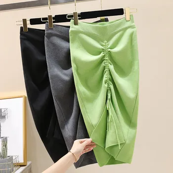 

New Skirts Women Summer High Waist Casual Solid Slim Split Long Fit Skirts Summer Fashion Lady Club Pack Hip Skirts Mujer