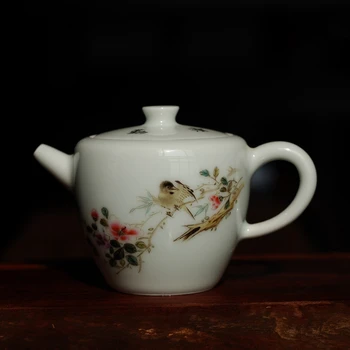 

Hand-painted Famille Rose Flowers and Birds Pattern Ceramic Master Teapot Kongfu Tea Set/Tea Maker