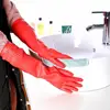 Red Gloves Washing Dishes Cleaning Waterproof Rubber Sleeve Gloves Latex Long Gloves  Kitchen Tool 5