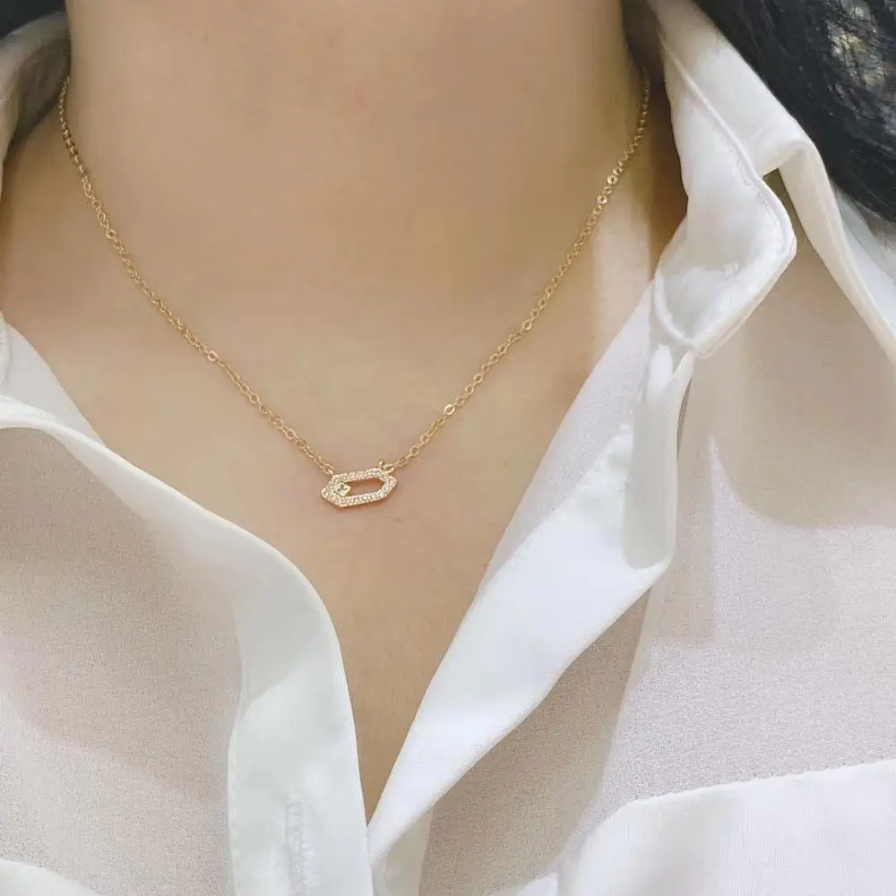Delicate Lips Geometry Choker Cubic Zircon Engagement Dubai Naija Bridal Necklace For Girl Gift D1479 | Украшения и аксессуары