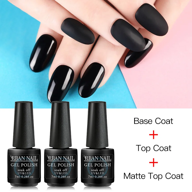 RBAN NAIL 8 мл матовое верхнее покрытие и базовое искусственное блестящее