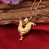 Gold Color Animal There-dimensional Rooster Chicken Pendant Women Necklaces 2