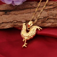Gold Color Animal There-dimensional Rooster Chicken Pendant Women Necklaces 2