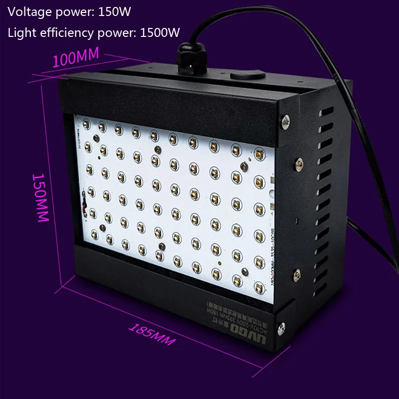 1500W high-power ultraviolet UV gel curing lamp photosensitive/ 3D printing/glue/resin curing lamp green oil OCA