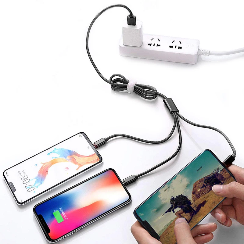 3а 3 в 1 м 3фт Мульти usb кабель для зарядки кабель Micro USB кабель type-C зарядный Шнур для iphone 7 8 X XS Xr samsung s8 s9 кабель type C кабель