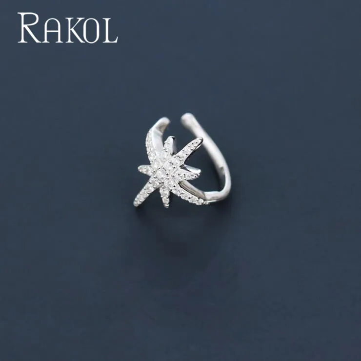 RAKOL Мода простой дизайн циркон для женщин серьги личности девушка ухо кости Клип вечерние платья для свиданий аксессуары RE2346 - Окраска металла: 1 pcs White Star