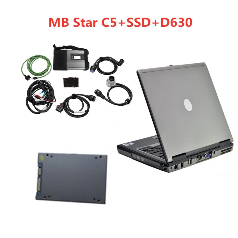 Диагностический инструмент MB Star C5 SD подключения плюс ноутбук D630 HDD SSD,12 v D. AS/DTS/для Mb Star C5 SD для MB автомобилей и грузовиков - Цвет: C5 and SSD and D630