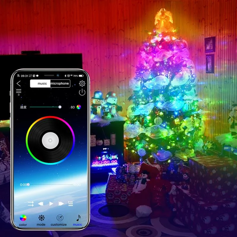 LED Christmas Tree Decoration Fairy String Lights Bluetooth App Remote Control