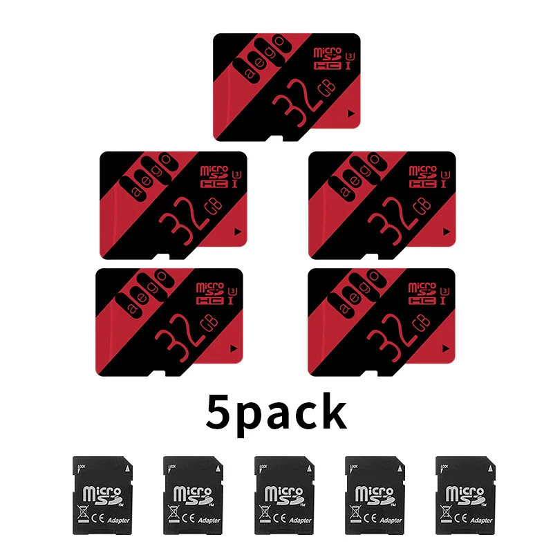Высокоскоростной micro SD карта AEGO 32 Гб карта памяти класса 10 UHS-I(U1)/UHS-I(U3) с sd-адаптером(5 Пак-32 ГБ