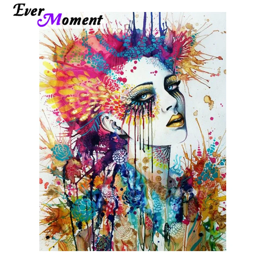 Алмазная картина Ever Moment, Женская Красочная картина, произведение искусства, 5D, сделай сам, квадратные Стразы, алмазная вышивка, ручная работа, ASF1958