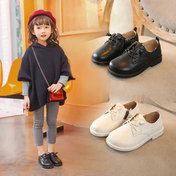 

Spring 2019 New kids Shoes Boys girls Comfortable Soft-soled school shoes genuine leather Korean version of the British style