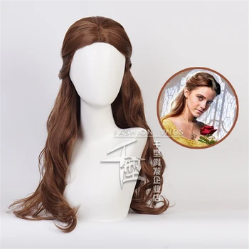 

Beauty and the Beast Princess Bella Cosplay Wigs Brown Long Curly Heat-resistant Fiber Synthetic Hair Wig