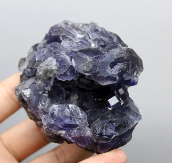 

456g Natural Polyhedral Fujian Tanzanite Purple fluorite cluster mineral specimens Gem level Stones and crystals Healing crystal