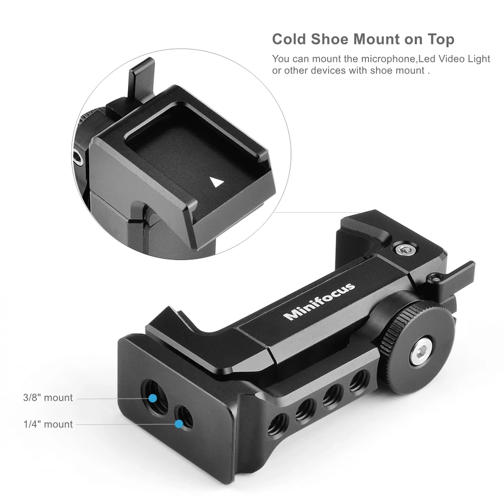 Aluminum Phone Tripod Mount w Cold Shoe Mount Support Vertical and Horizontal