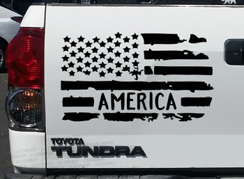 

For Distressed AMERICA USA flag Tailgate vinyl sticker decal Fits Tacoma Jeep DS1710