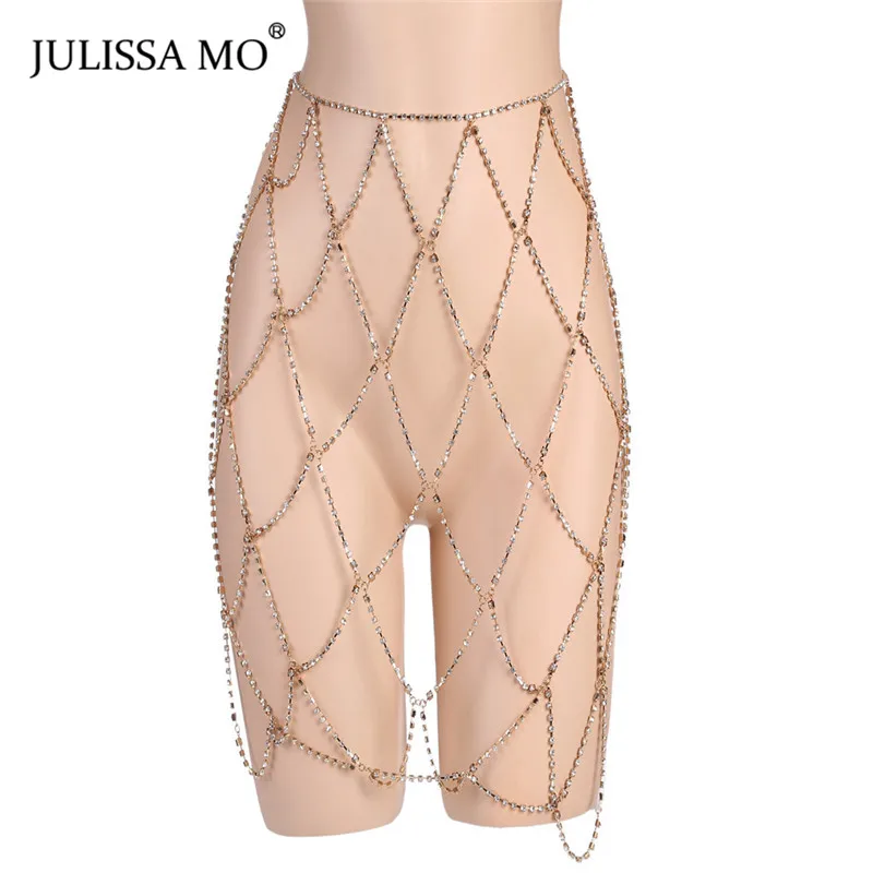 Julissa mo, женские юбки с кристаллами и бриллиантами, новинка, вечерние, Клубная одежда для женщин, s, регулируемые роскошные стразы, цепочка, ювелирные изделия для тела, юбка