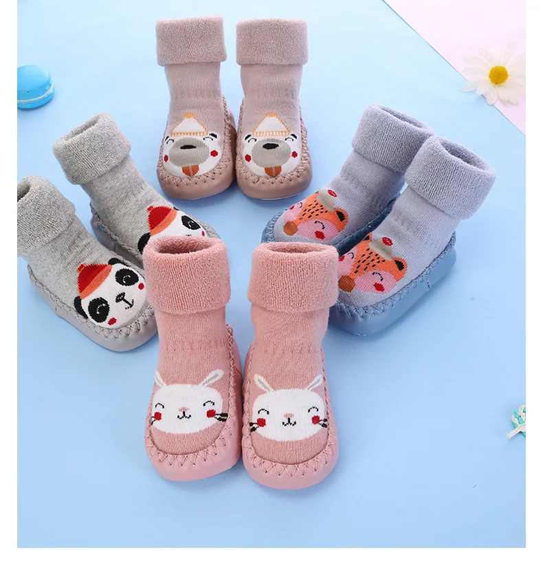 Description Picture 5 of itemToddler Indoor Sock Newborn Prewalker Kids Cotton Socks Winter Thick Terry Baby Girl Sock Rubber Sole Infant Funny Cartoon Sock