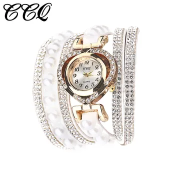 

Lady's reloj mujer Women Vintage Shining Crystal Pearl Bracelet Dial Analog Quartz Wrist Watch zegarek damski часы женские A80