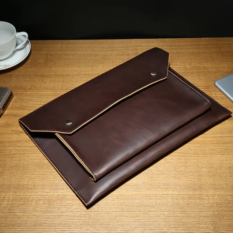 

Casual crazy horse PU leather bag men's bag simple personality Joker IPAD bag men's original retro file bag