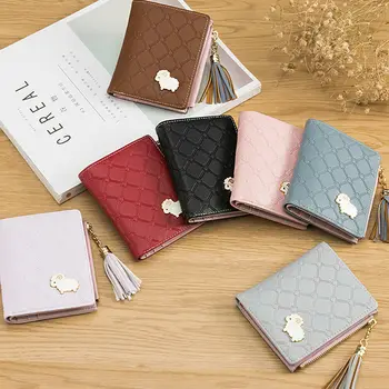 

Casual women's short wallet fashion cartoon Mianyang tassel zipper Card bag