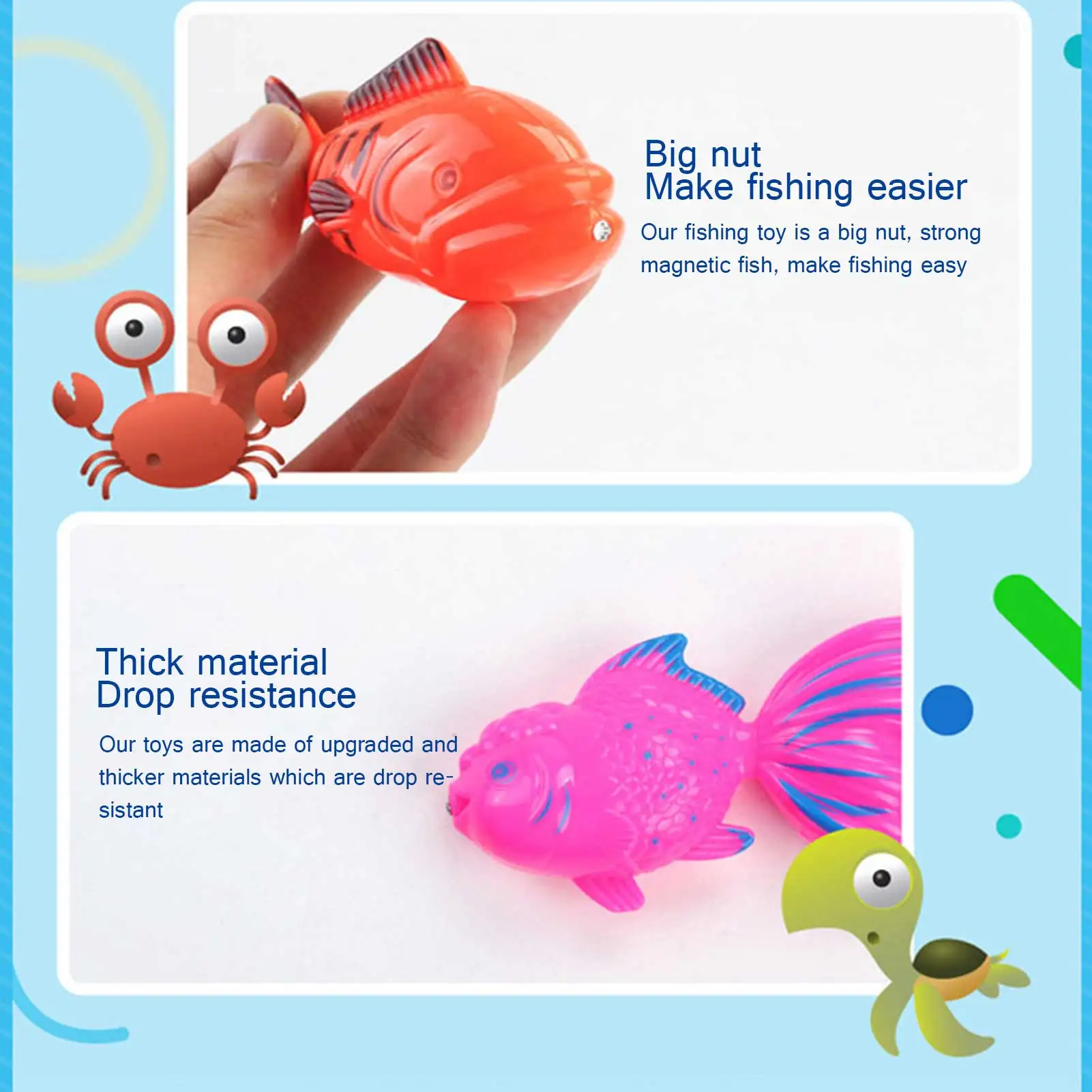 48pcs children's bathing fishing toys magnetic toys floating fishing game 