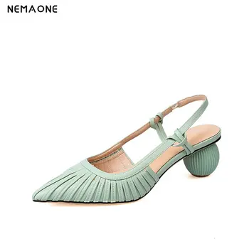 

Pointed Toe Women Pumps Elegant Genuine Leather High Heels women shoes 2020 Spring Summer Wedding Basic Shoes Woman