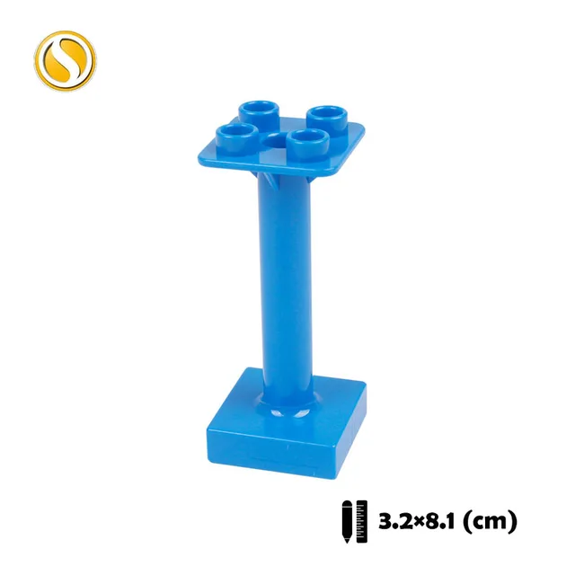Big Building Block City Farm Architecture Accessories Fence Pillar Bridge Ladder Compatible Big Brick DIY Toys For Children Gift Small pillar-blue