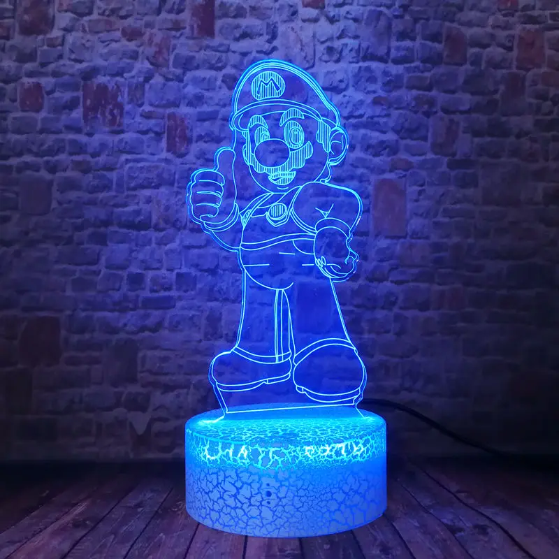 Супер Марио Figma Модель 3D иллюзия светодиодный настольный ночник красочный меняющийся свет Марио Bros фигурки Аниме игрушечные для детей