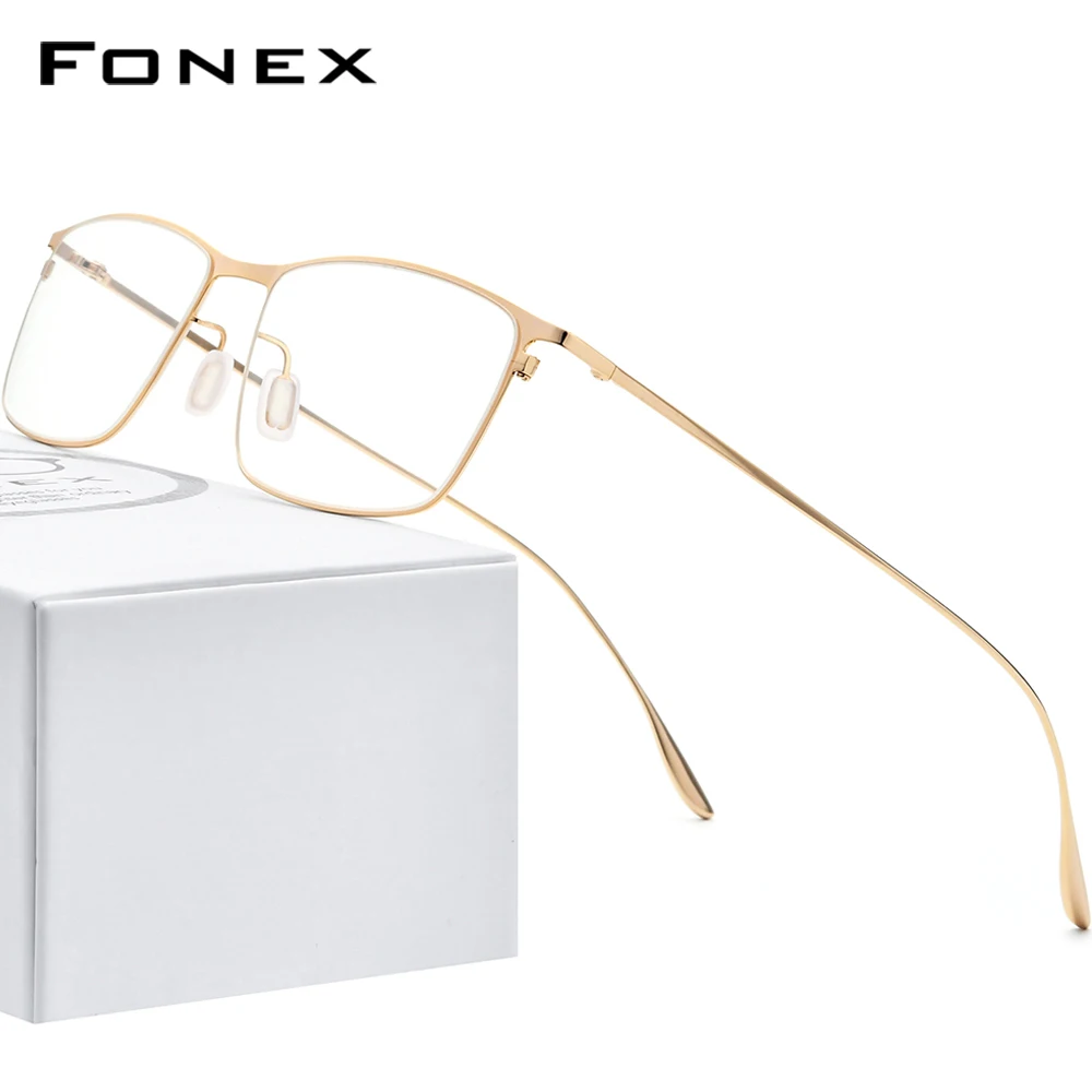 FONEX-Titanium-Alloy-Glasses-Men-Square-Myopia-Prescription-Eyeglasses ...