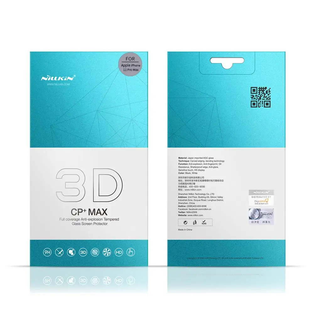 Закаленное стекло Nillkin для iPhone 11 Pro Max X Xr Xs 8 7 Plus защитное 3d с полным покрытием