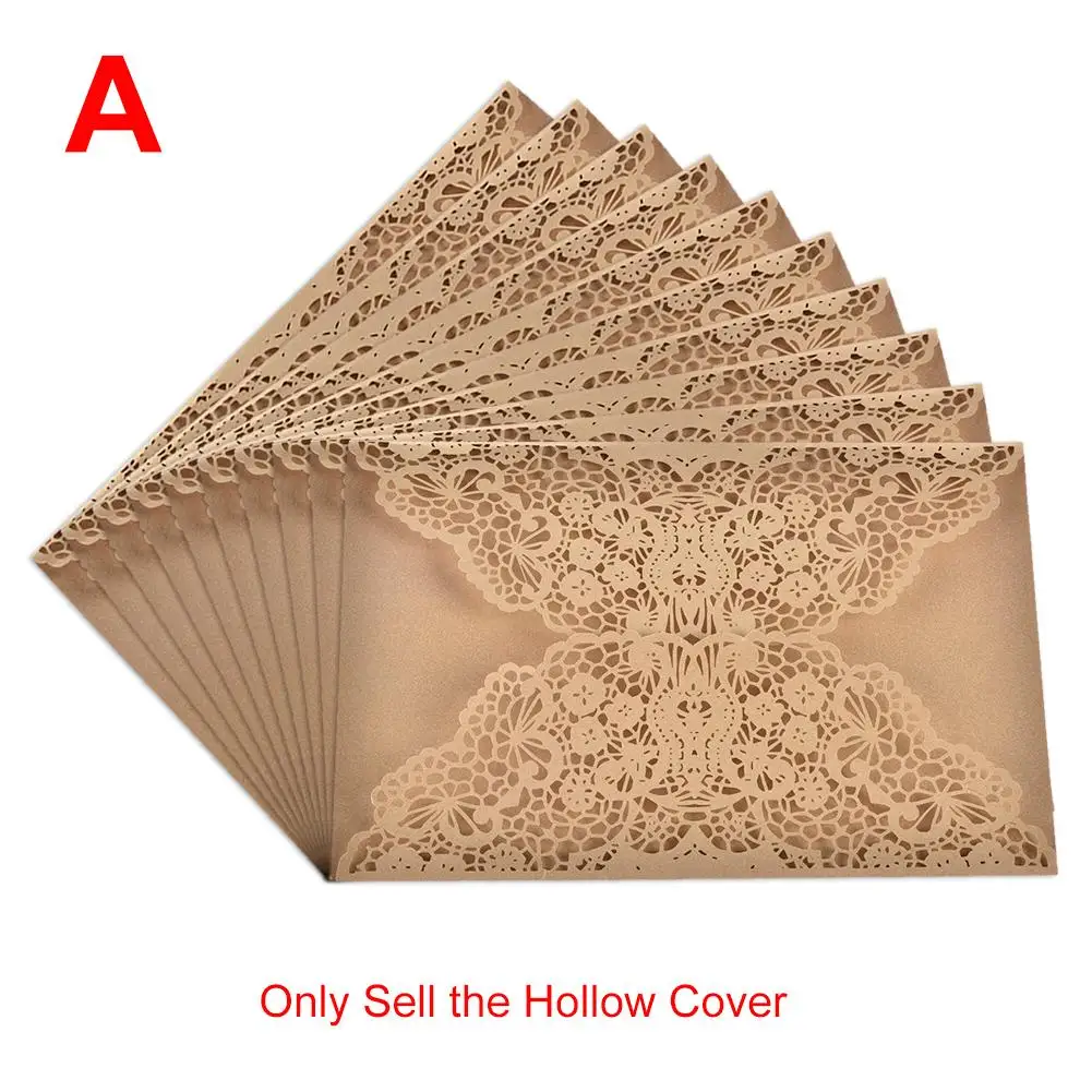  10PCS European Style Elegant Delicate Carved Lace Wedding Party Invitations Cards Congratulation Ca - 4000472031866