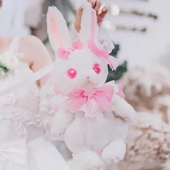 

Japanese Kawaii Soft Girl Daily Sweet Lolita Messenger Bag Cute Bowknot Plush Rabbit Shoulder bag Anime Cosplay Gothic bag