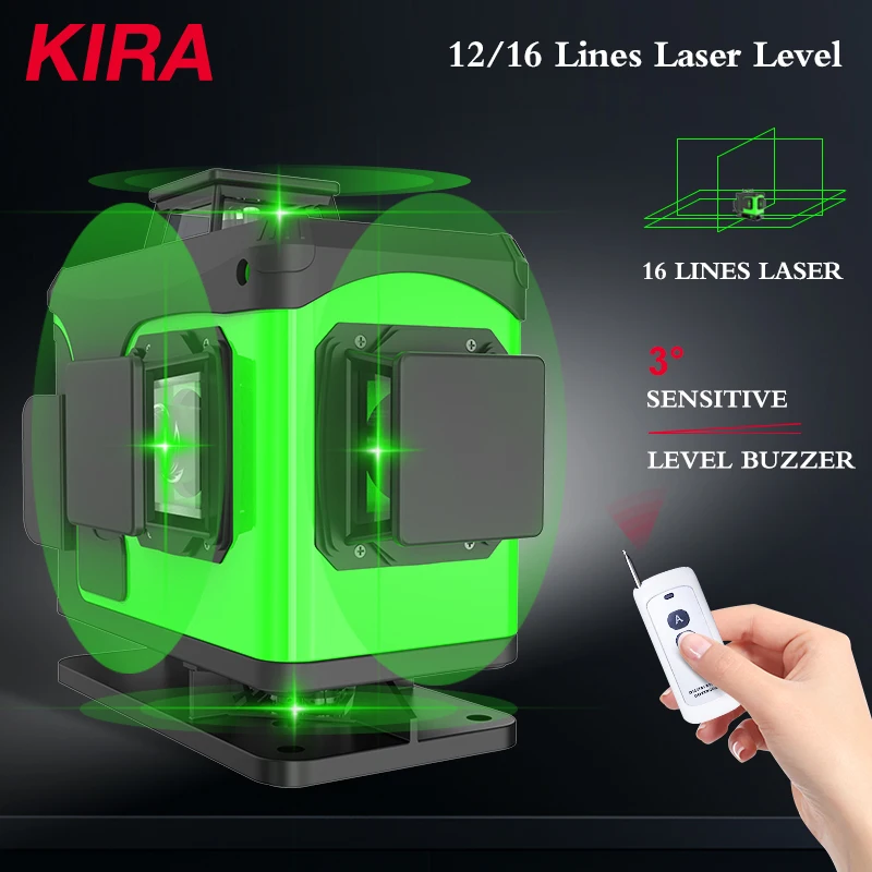 US $57.96 Kira 16 Lines 4d Laser Level Green Line Self Leveling 360 Horizontal And Vertical Super Powerful Laser Level Green Beam Laser Le
