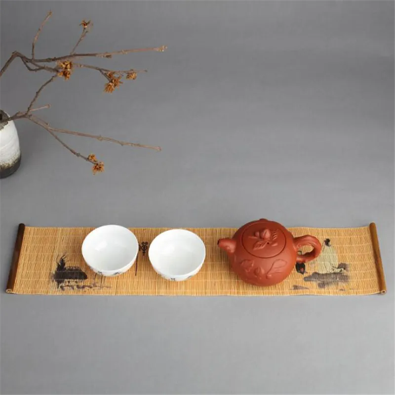 Creative New Hot Tea Tray Napkin Cloth Waterproof Table Runner Handmade Bamboo Curtain Tea Mat Tea