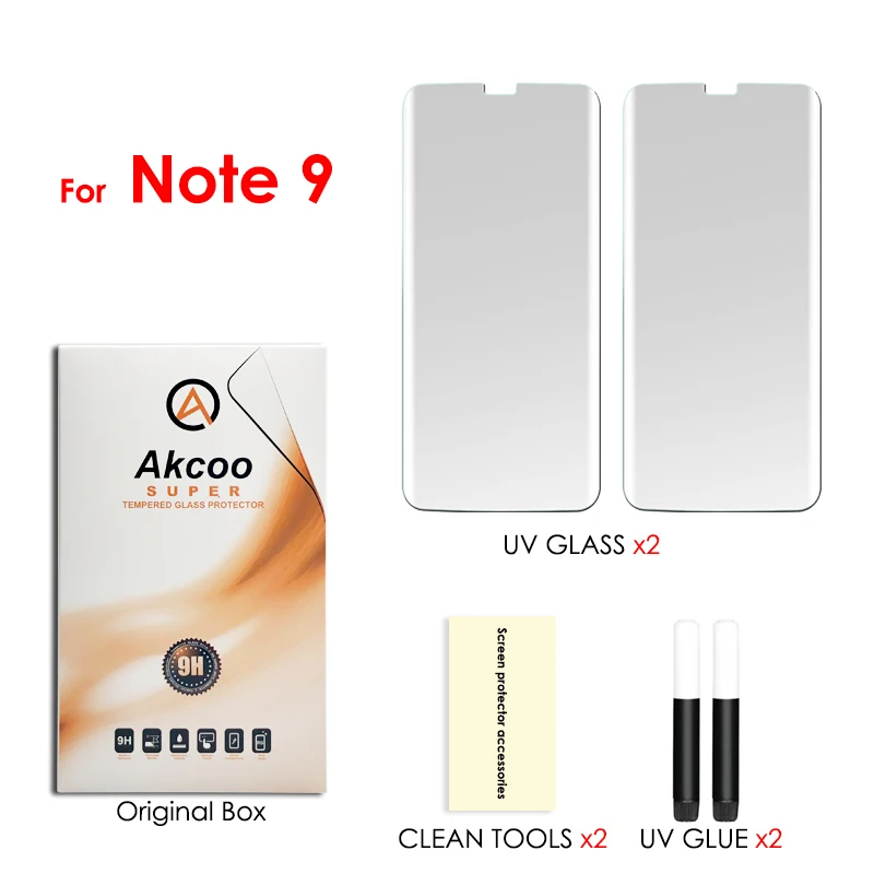 Akcoo Note 10 защита экрана разблокировка с отпечатком пальца полный клей экран пленка для samsung Note 10 Plus S10 Plus 10e 5G УФ стекло - Цвет: for Note 9