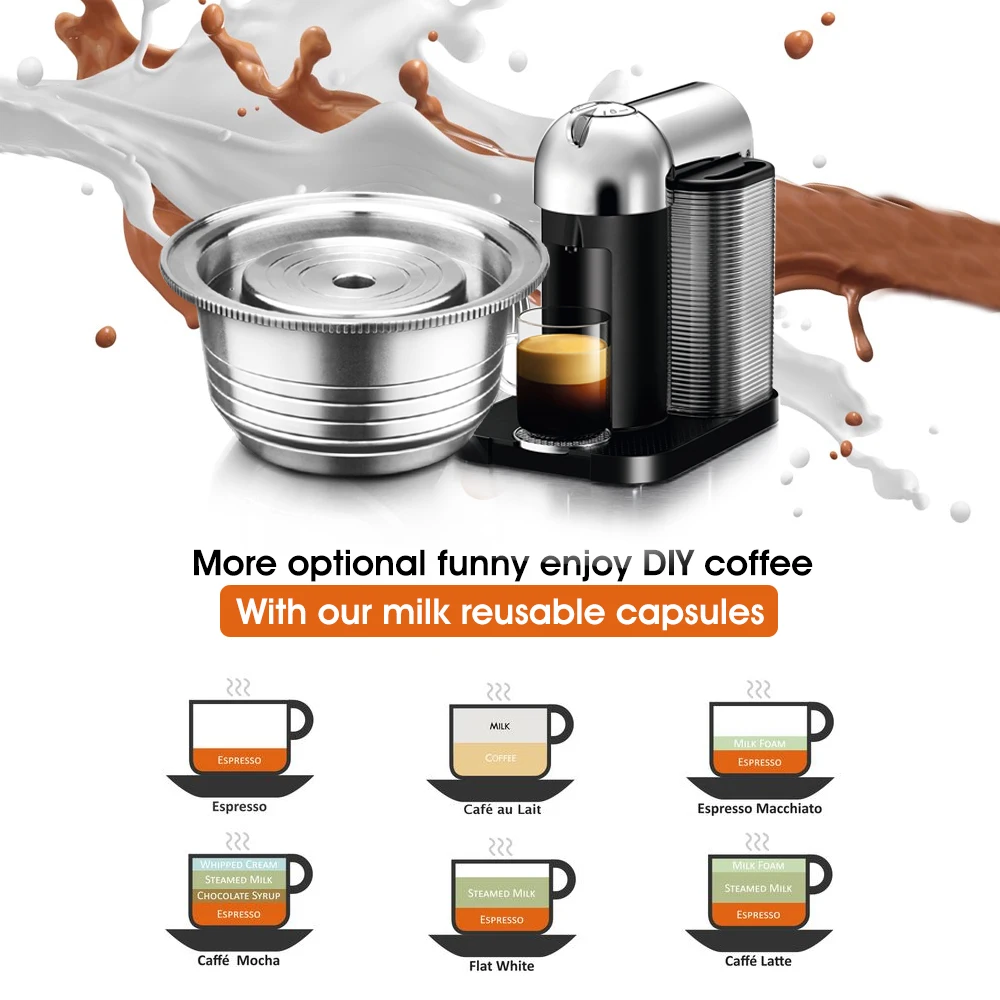 Капсулы для эспрессо Recargables Nespresso Vertuoline& Vertuo из нержавеющей стали(G2) Многоразовые капсулы многоразовые фильтры ods
