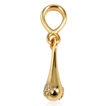 

New 925 Sterling Silver Bead Charm Gold Color Shine Modern Lovepods With Crystal Necklace Pendant Fit Pandora Bracelet Jewelry