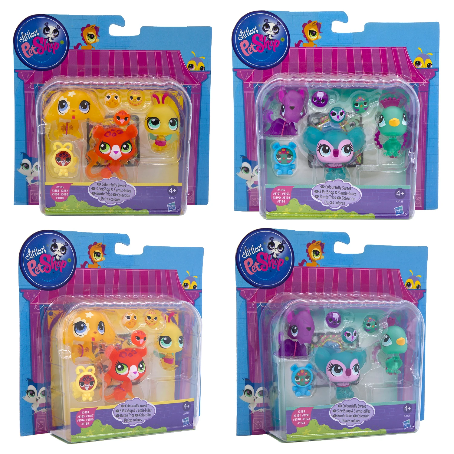 

7 Pcs Set of Genuine Hasbro LPS To Q Pet House Littlest Pet Shop Transparent Hard Dolls Toy with Interchangeable Head Limited
