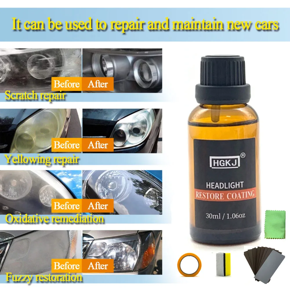HGKJ DIY Headlight Restoration Polishing Kits Headlamp Clean Paste Systems Car Care Wash Head Lamps Brightener Refurbish Repair