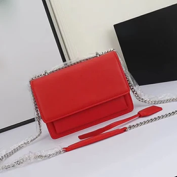 

Real Leather Designer Handbags Fashion Chain Women Shoulder Bags Leather-encased Y Letter Calfskin Messenger Bag With Pendant