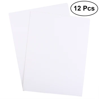 

12Pcs A4 2Pockets Kraft Paper File Folder Brown Card Holder Document Folder Office Project File Presentation Folder (White)