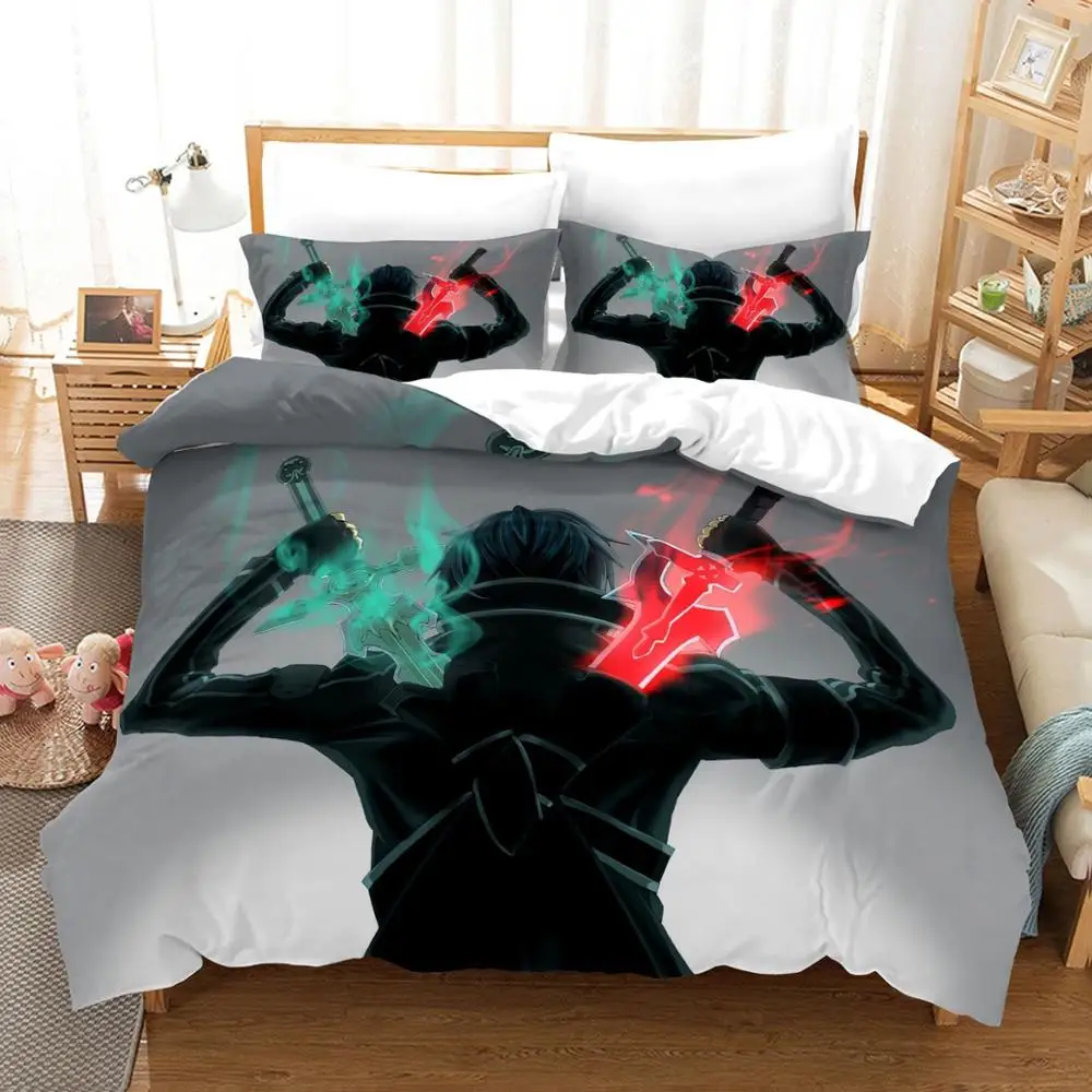 SAO Sword Art Online Anime 3Pcs/Set Bedding Set Sheet Children Room Bed Pillow case Queen | Дом и сад