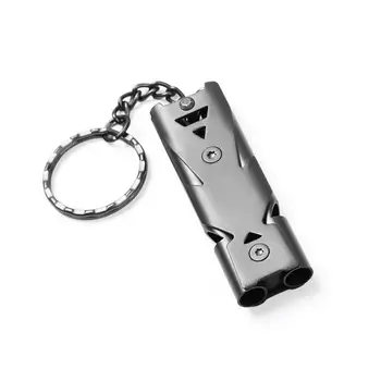 

Stainless Steel EDC (Survival) Double Tube Whistle Portable Outdoor Key Chain Tool