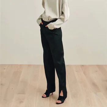 

Northern Europe 2020 Summer Asymmetry Classic Curved Women's Wear Slit Suit Pants 190036