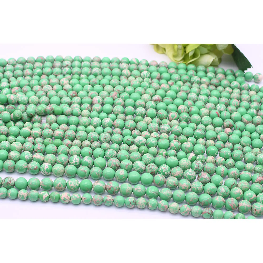 6-10mm Natural Smooth Apple green Emperor Song Round stone beads For DIY Bracelet Necklace Jewelry Making Strand 15