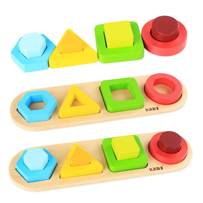 Colorful building blocks paired Montessori cognitive toys board games children's educational early childhood wooden toys