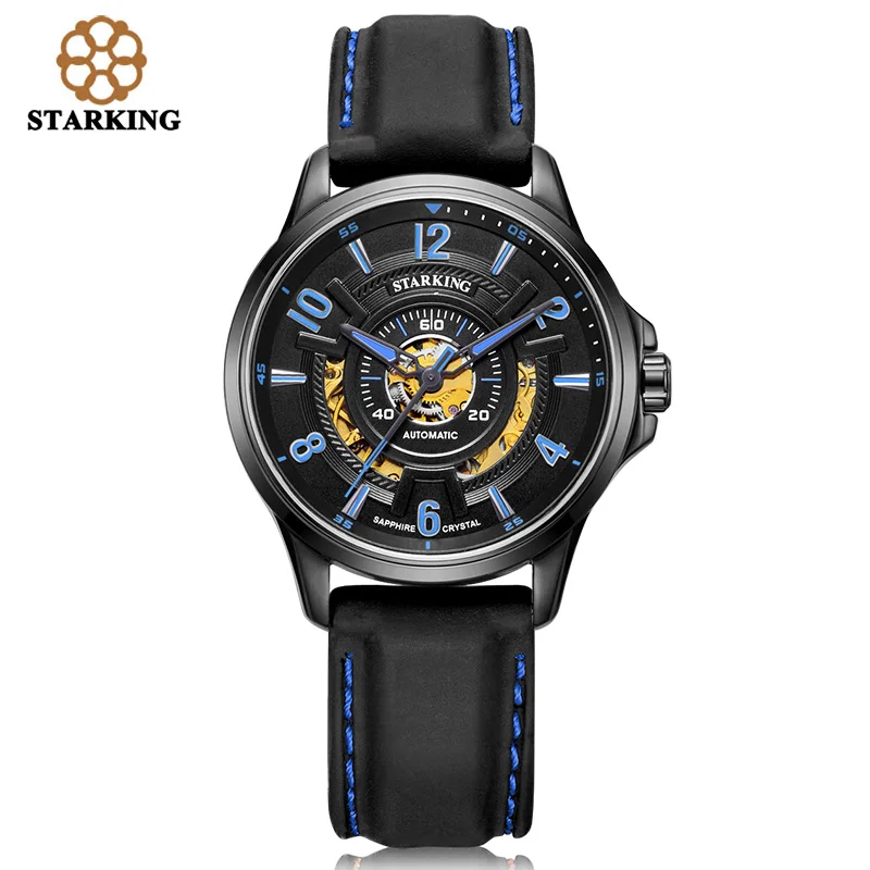STARKING Men Watches Top Brand Luxury Silicone Mechanical Tourbillon Band Watch 5M Male Clock Silicone Sport Relogio Masculino