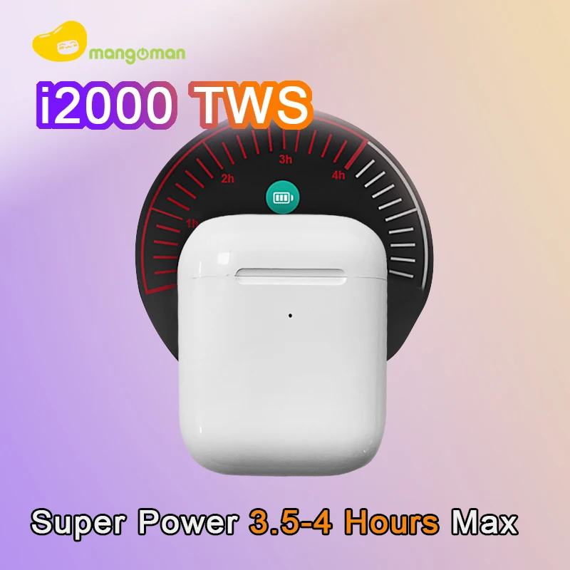 Mangoman i2000 Tws Smart Sensor 8D Bass Pop Up Wireless Charging Bluetooth Earbuds Earphone 8D Super Bass pk W1 i200 i5000 i12